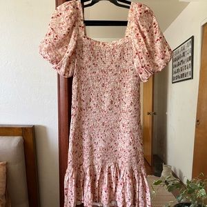 Pink balloon sleeve Anthropology Dress